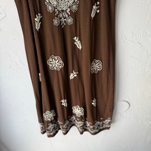 Charter Club Size Large Boho Embroidered‎ Cotton Modal Mini Dress Artsy - Picture 3 of 10